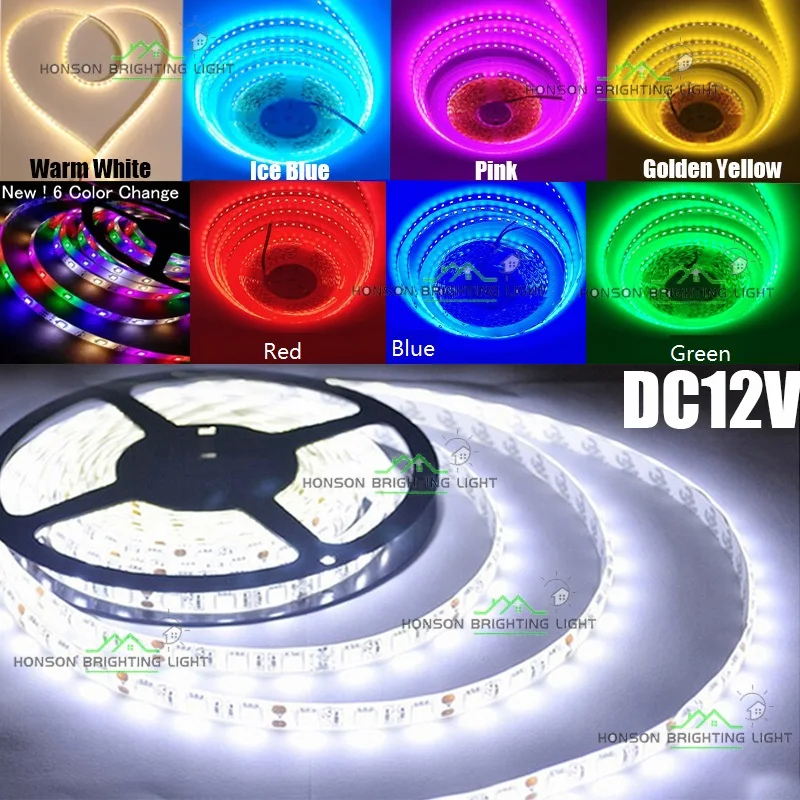 12v led strip light SMD 2835 Tiras RGB Red Blue Green white warm white Flexible Ruban LED Lamp Lampada Tape Christmas