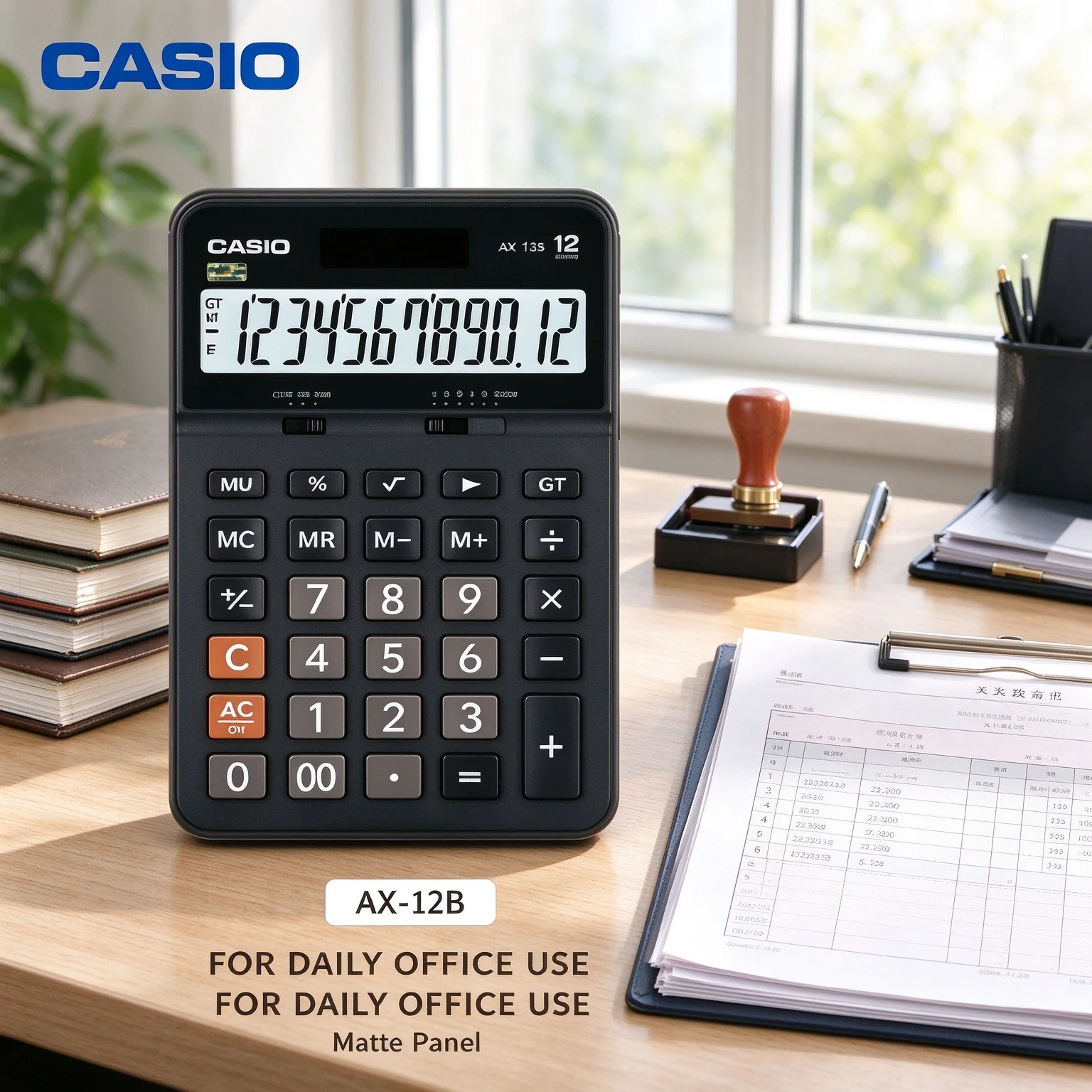 Casio Tilt Screen Calculator MH12/DH12/DH14/MX12B/MX120B/AX12B/AX120B, for office tasks and retail cashier work