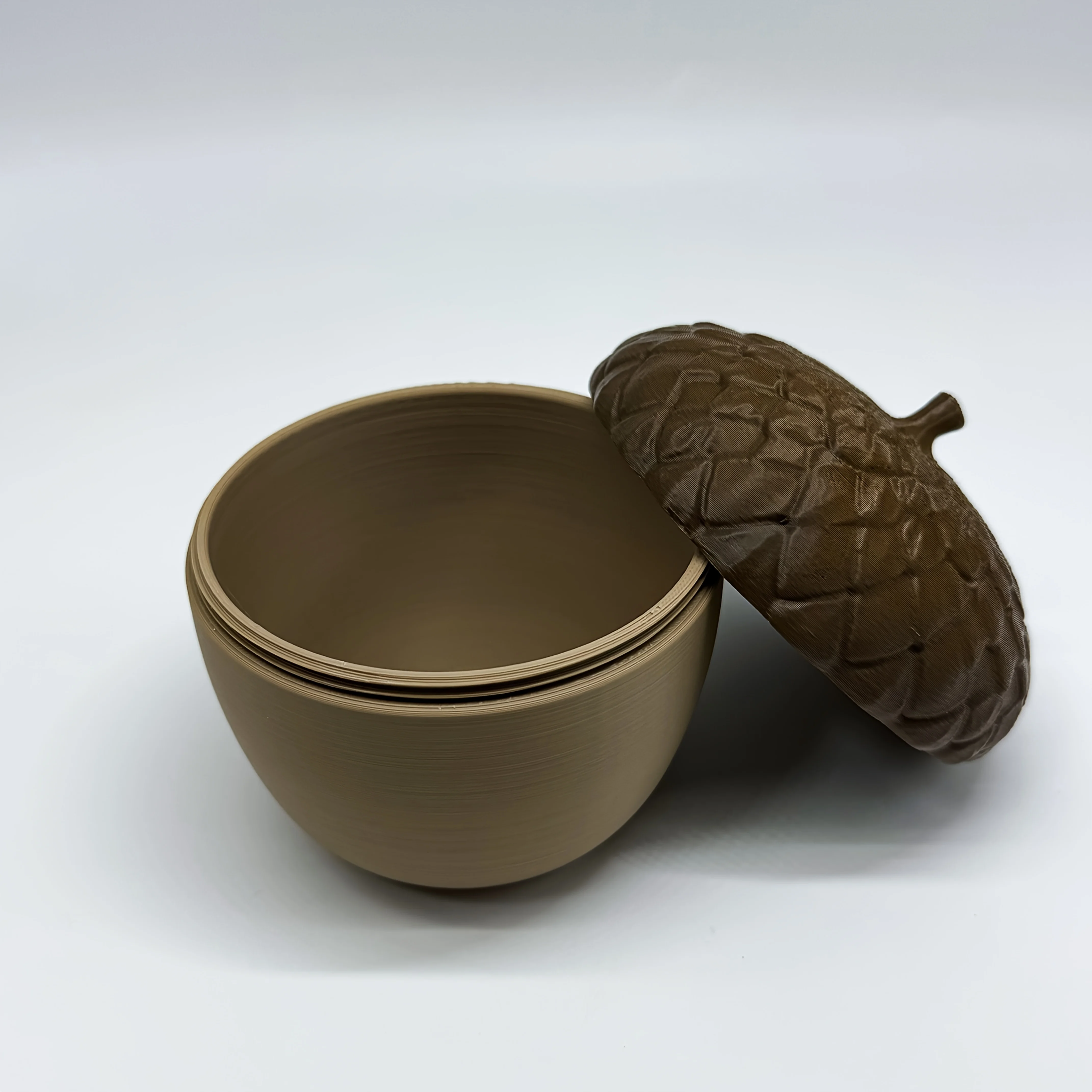 Mori Style Acorn Shaped Desktop Storage Jar, Vintage Pine Cone Pattern Storage Bowl with Lid, Small Utility Organizer