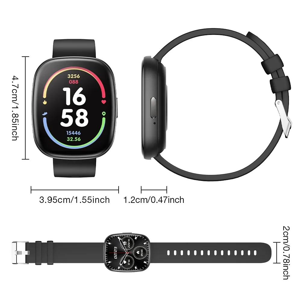 Smart Watch for Couples 1.83'' Screen IP67 Waterproof Fast Charge 100+ Sports Modes Fitness Tracker Compatible with iOS/Android