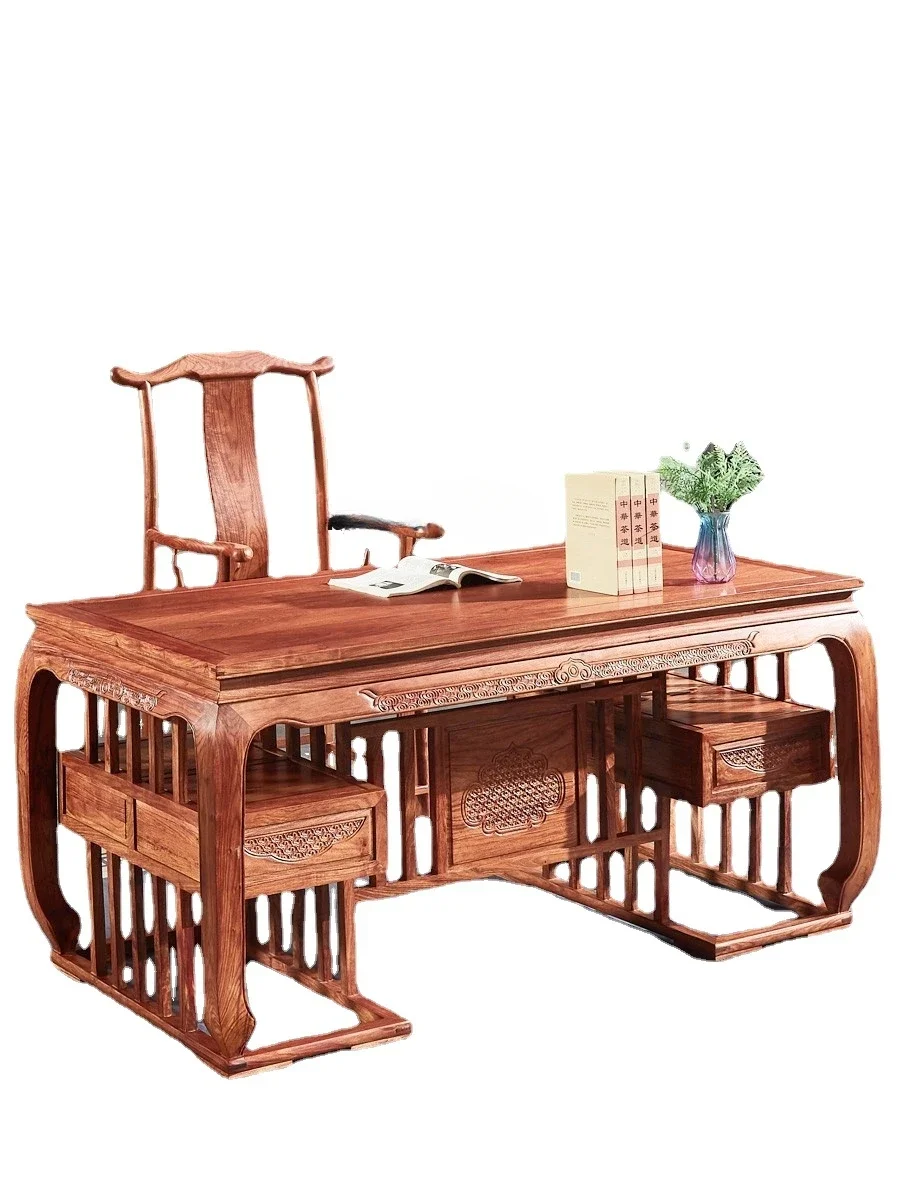 Rosewood Crown Tea Table Pterocarpus Erinaceus Poir. Rosewood Table-Chair Set Chinese Solid Wood Tea Table Tea Table