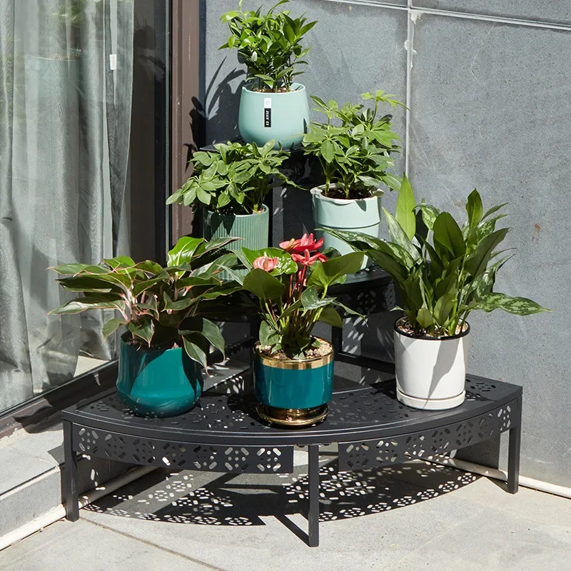 Flower rack Balcony floor-to-ceiling living room 2024 new wrought iron staircase outdoor multi-layer flower pot shelf