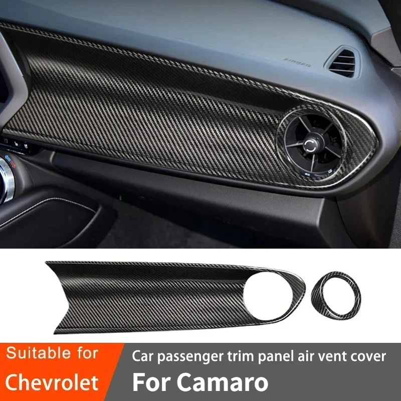 

For Chevrolet Camaro Real Dry Carbon Fiber 2016 -2023 Interior Passenger Center Control Decorative Air Vents Set Modification