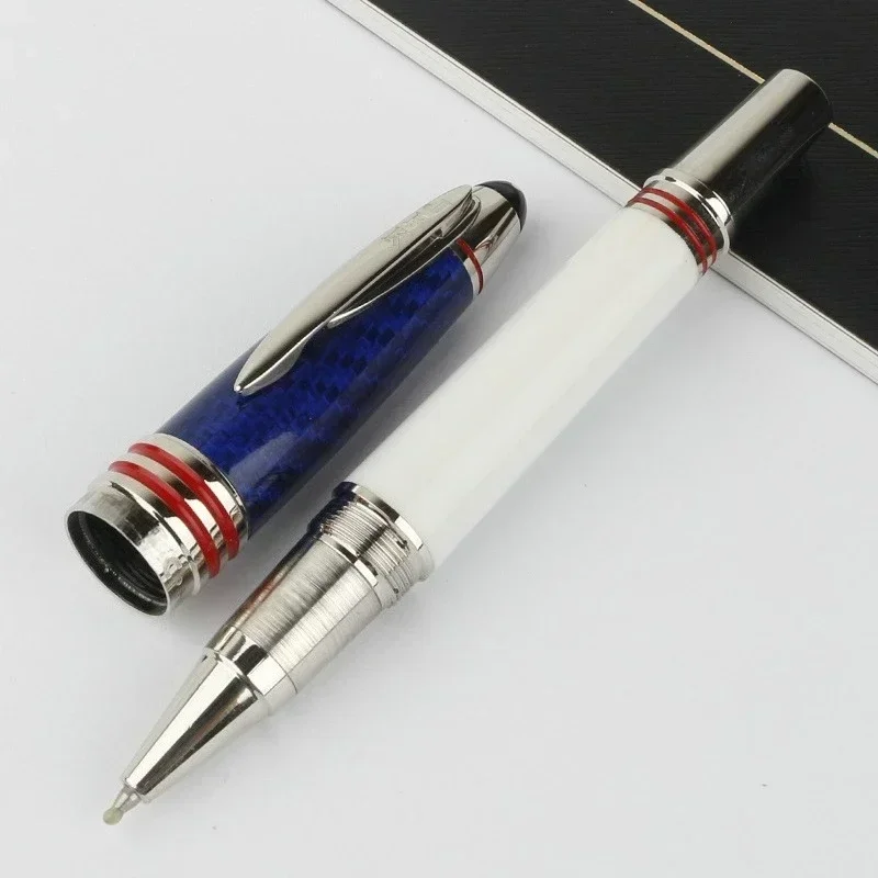 تصميم خاص كلاسيكي MB جون إف كينيدي ألياف الكربون قلم حبر جاف أزرق قلم حبر الكتابة القرطاسية JFK كليب