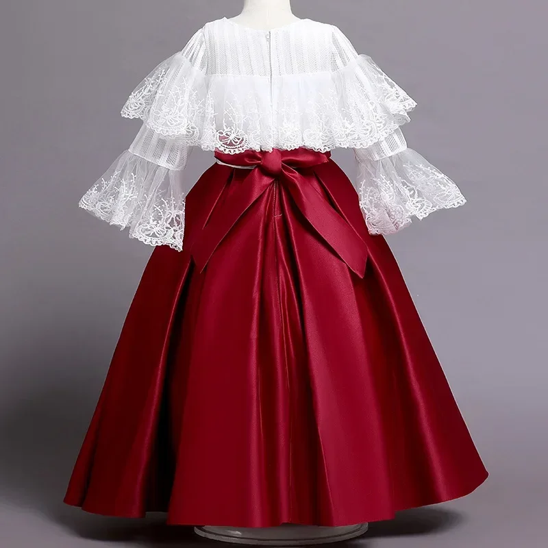 Robe de Princesse en Satin pour Enfant, Tenue de Spectacle, de Bal, Longueur Rinse, Col Rond, à Fleurs, Nouvelle Collection