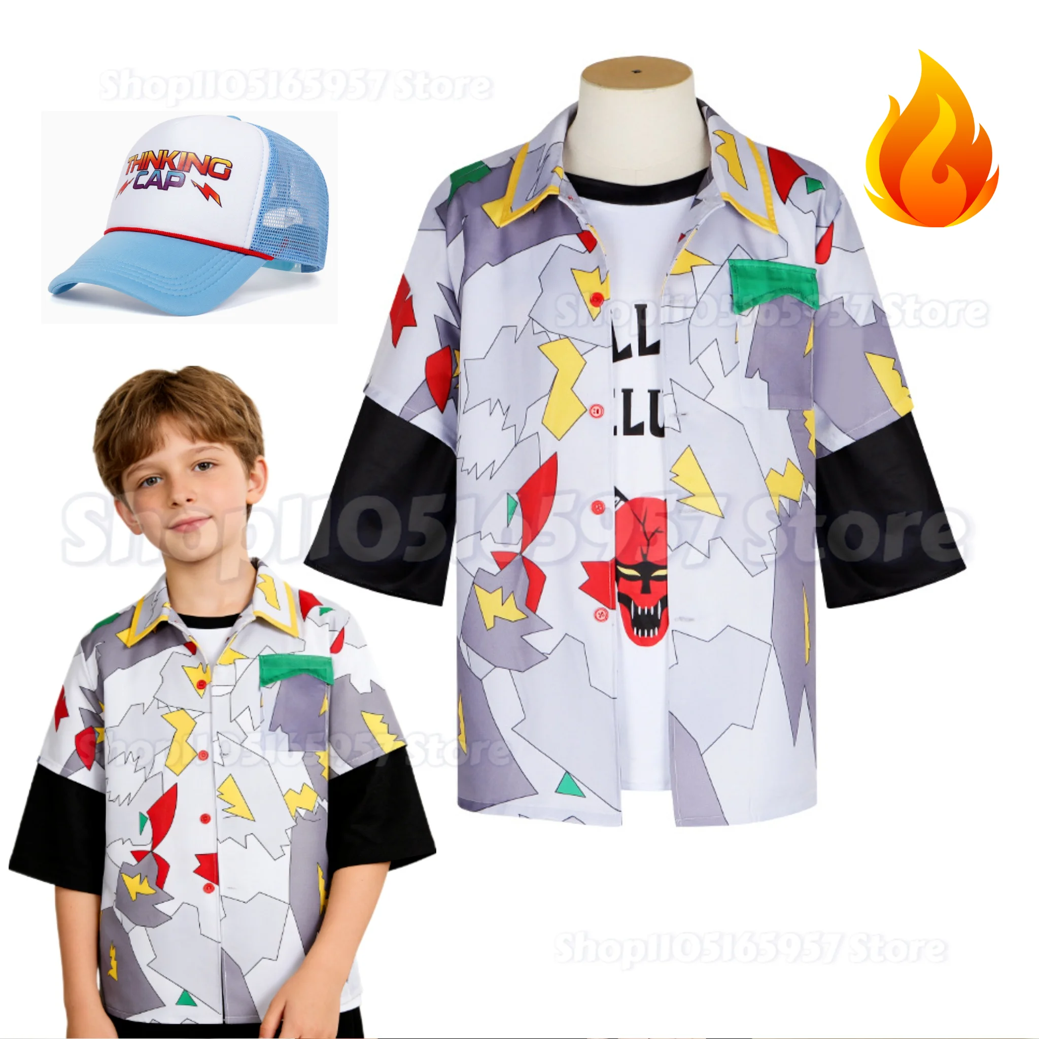 

New ST Max Cosplay Costume Tops Pants Full Set Dustin Club T-shirt Eleven Role Play Dress Uniform Suit Halloween