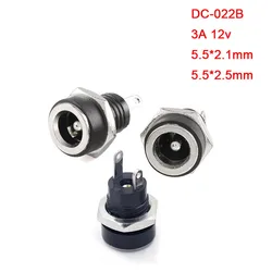 5/10Pcs DC-022B 3A 12v for DC Power Supply Jack Socket Female Panel Mount Connector 5.5 x 2.1mm 5.5x2.5mm DC022B Connector