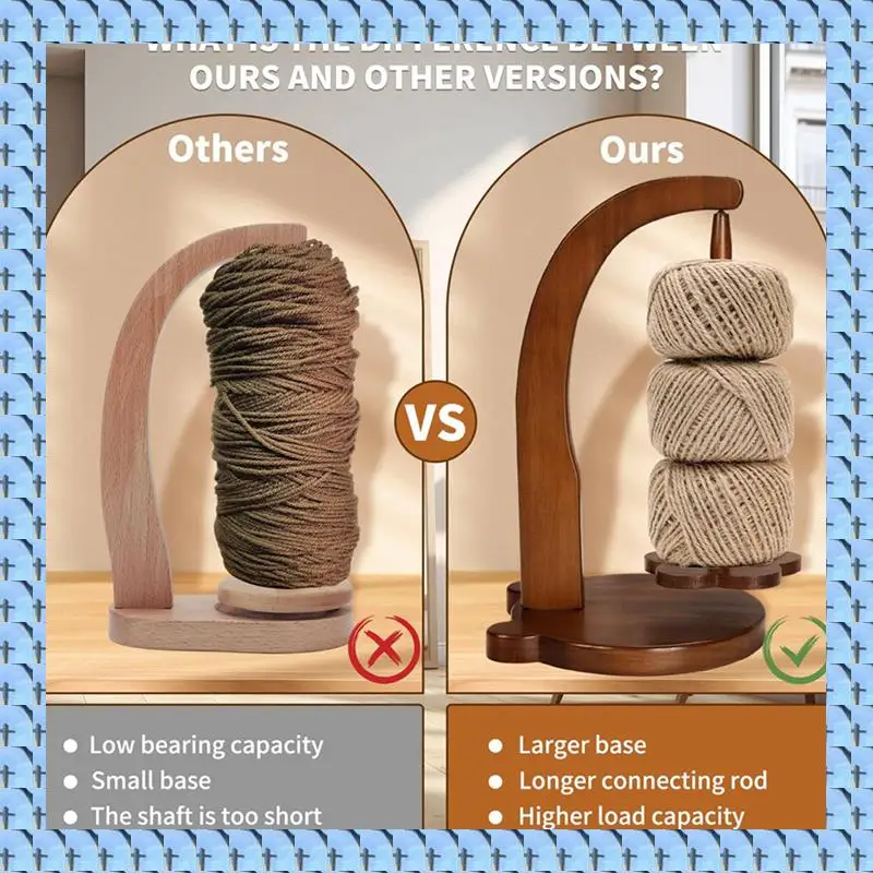 

NOCM 2X Держатель пряжи Hanawood для вязания и вязания крючком, подарок для вязания крючком для любителей вязания, деревянный спиннер для пряжи