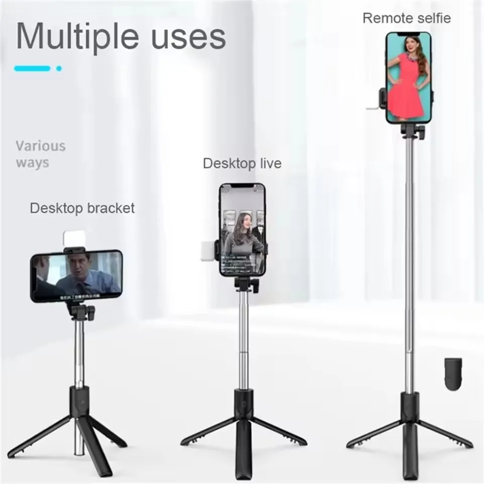 Wireless Bluetooth Selfie Stick Tripod with Remote Extendable Tripod with LED Selfie Light Detachable for Ios Android Smartphone view 4