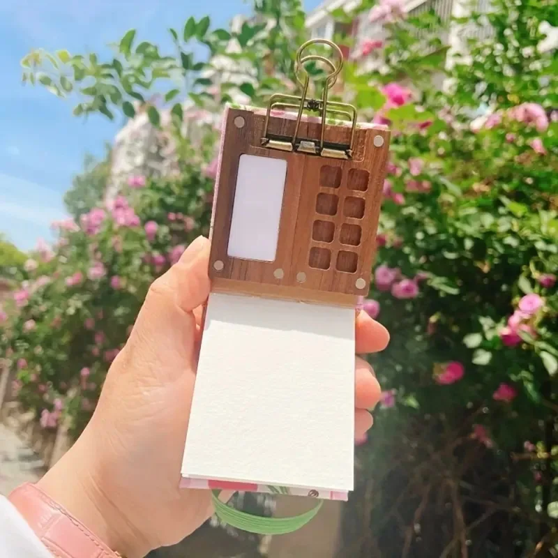 8/15 Grids Portable Mini Empty Color Mixing Boxes Grid Wooden Handmade Watercolor Paint Box For Children Painting Supplies