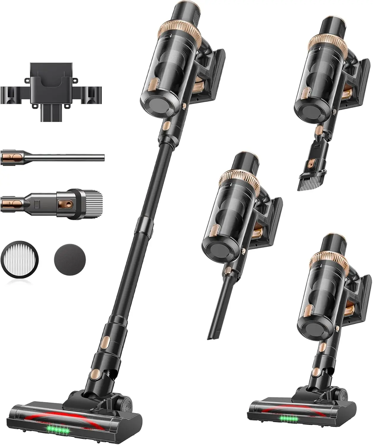 600W Cordless Vacuum Cleaner, 55KPA Suction, 60Mins Runtime, Anti-Tangle for Home and Car