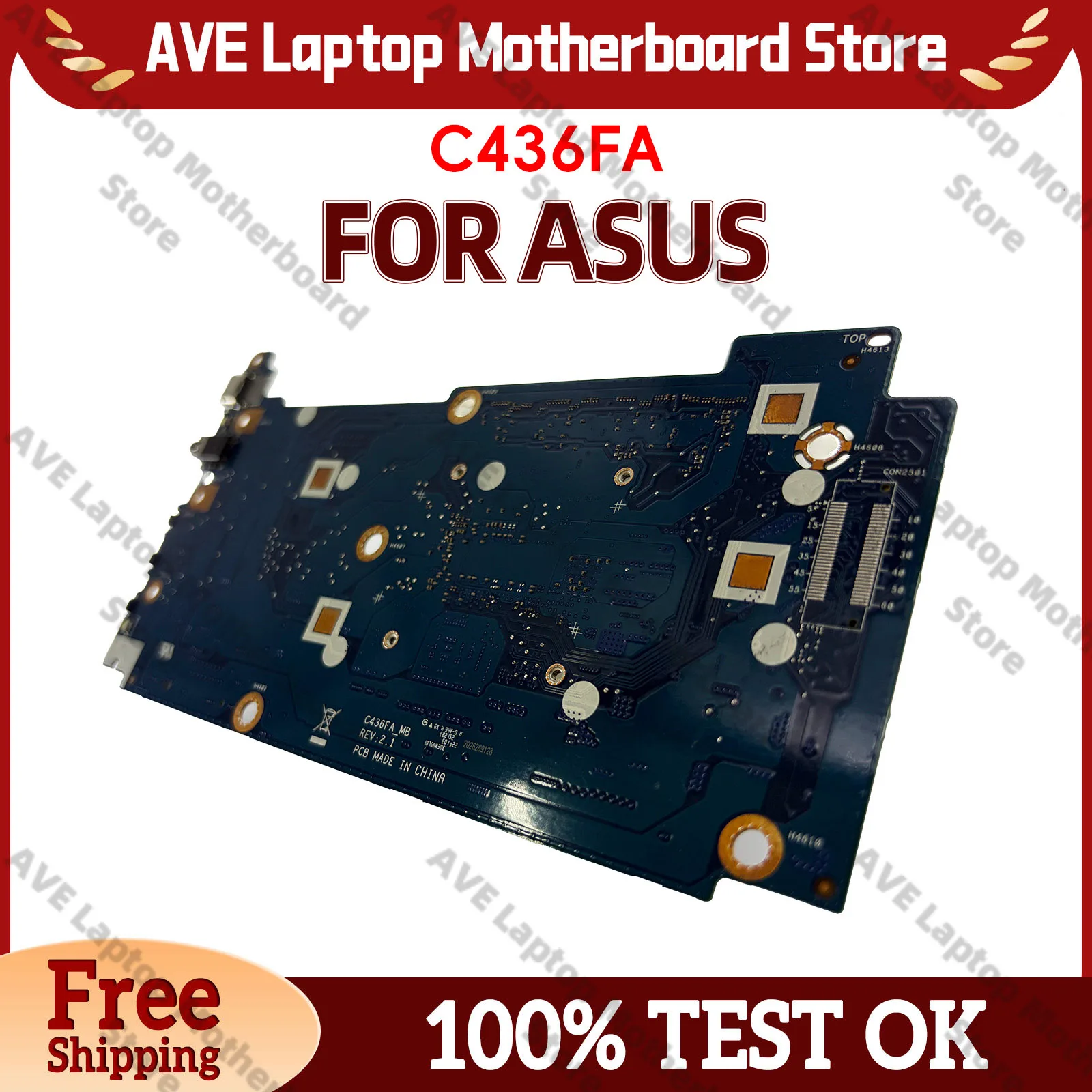 C436FA Laptop Motherboard For ASUS Chromebook C436FA C436F Notebook Mainboard With 10th Gen I3 i5 i7 100% tests OK fast shipping
