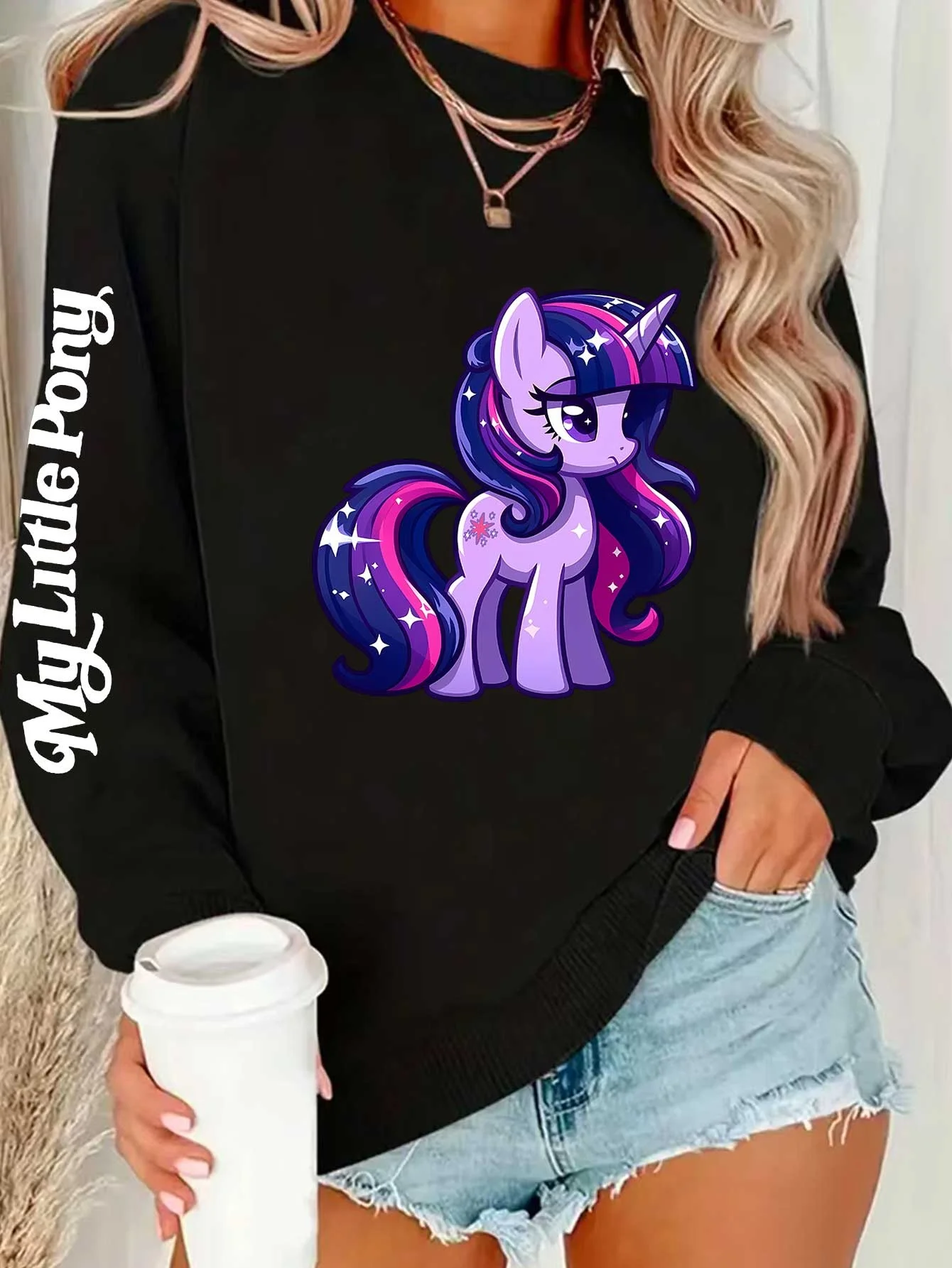 

Black My Little Pony Twilight Sparkle Graphic Crewneck Sweatshirt