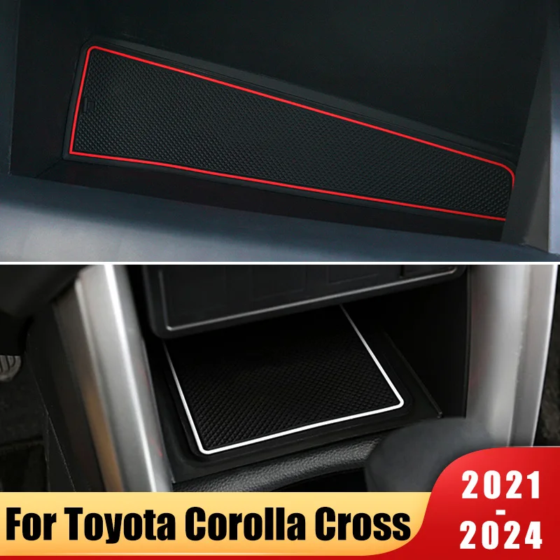 

For Toyota Corolla Cross XG10 2021~2024 2022 2023 Anti-Slip Gate Slot Cup Pad Door Groove Mats Interior Decoration Accessories