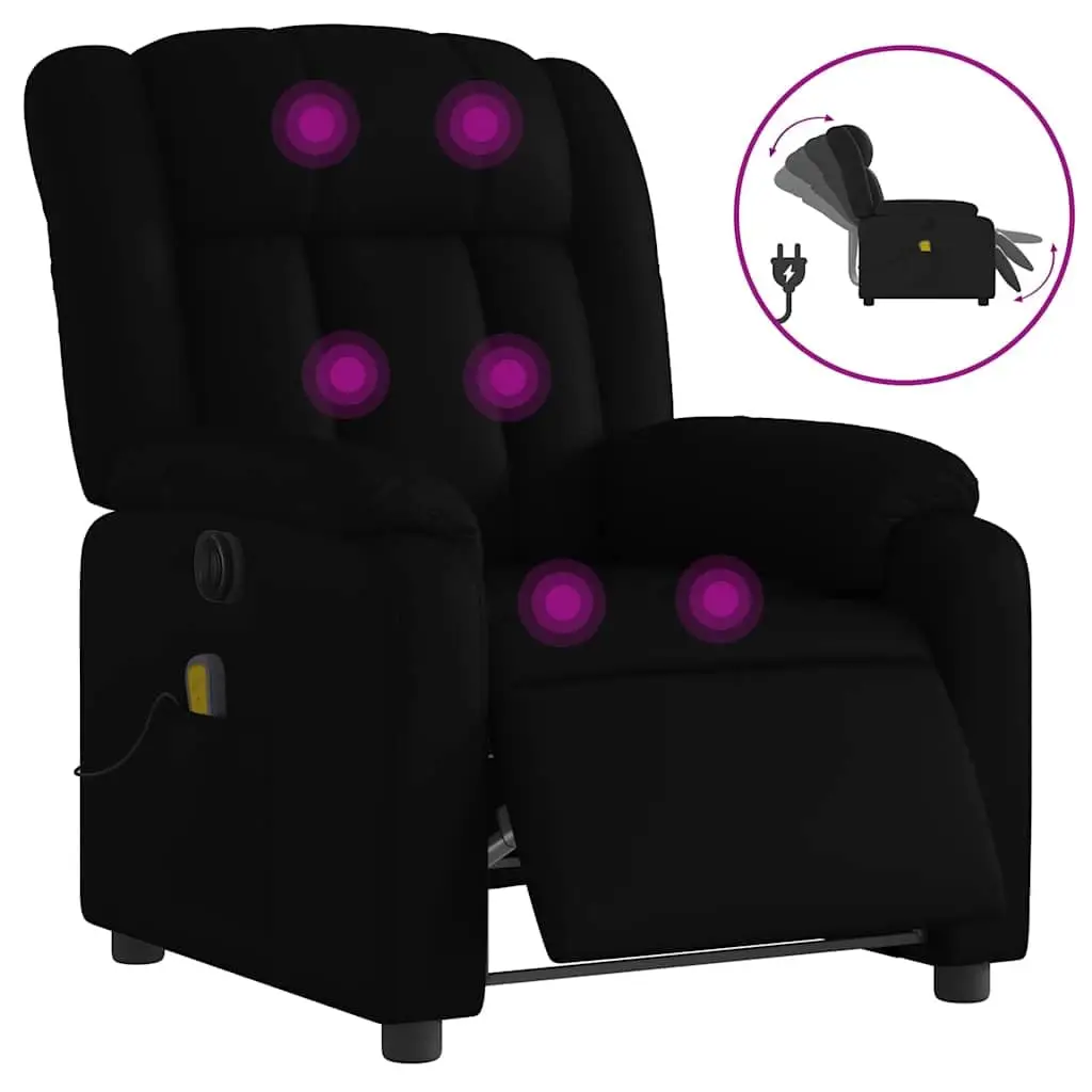 Electric Massage Recliner Chair with 6-Point Vibration, Adjustable Faux Leather Armchair for Living Room, Black