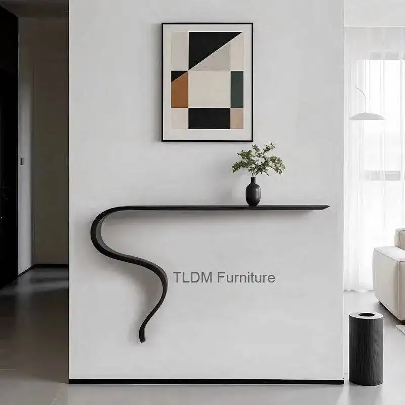 Art Minimalist Special-shaped Solid Console Wood Designer Console Hallway Tables Home Table for Living Room Entryway Table