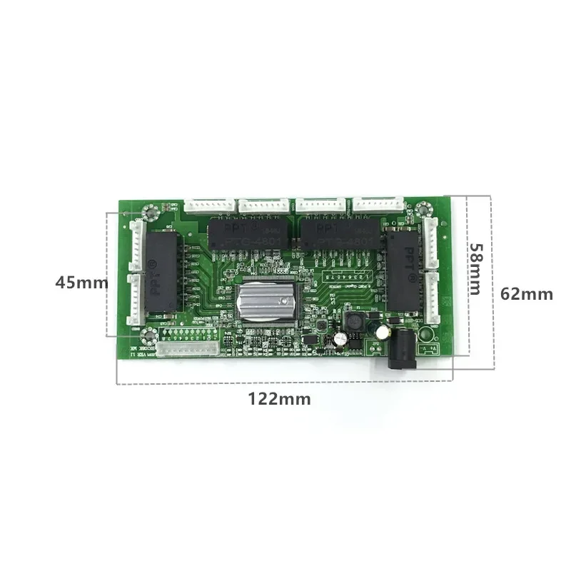 OEM5V 12V 16V 8Port Gigabit Ethernet Switch 8Port with 8 pin way header 10/100/1000m Hub 8way power pin Pcb board OEM screw hole