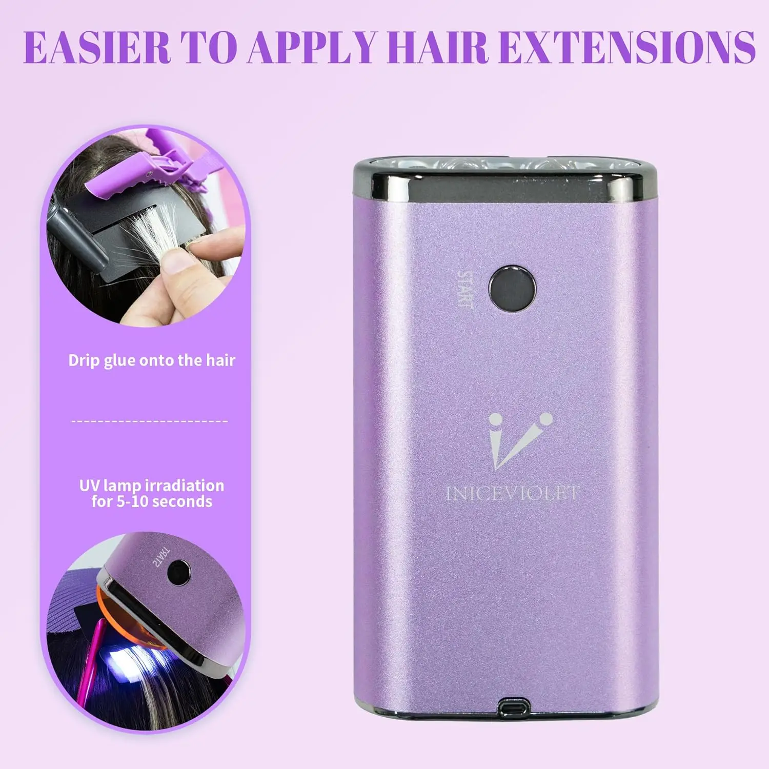 V Light Hair Extensions Kit Pro - Machine, Tool, Glue & Remover Set