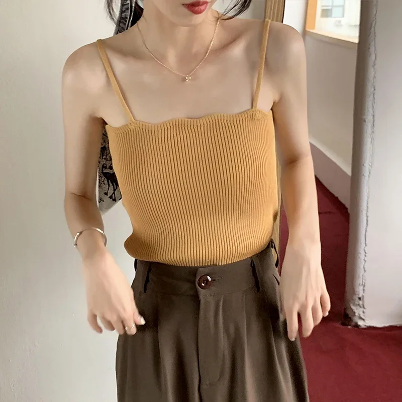 Koreanisches Einfaches Inneres Schichtungs-Tanktop, Lässiges Alltags-Top, Retro Koreanischer Stil, Gestricktes Damen-Camisole, Sommer 2026 Ärmelloses Slim-Fit-Oberteil – Detail 8