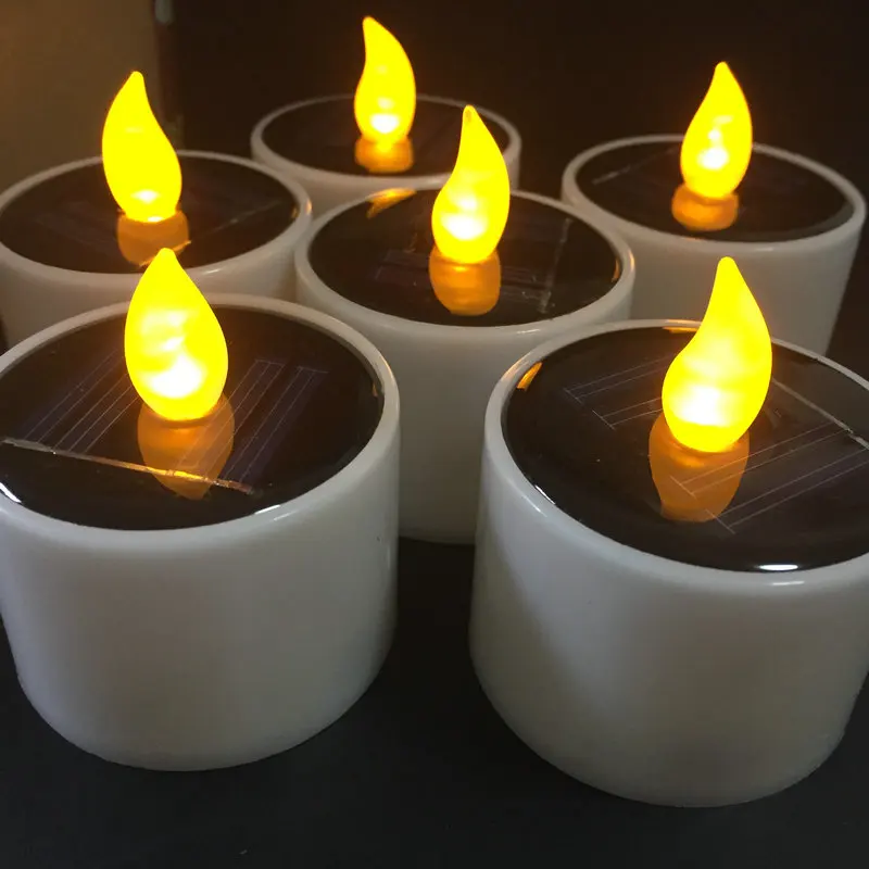 

36Pcs Solar Powerd LED Electronic Tealight Flickering Flameless Candle lamp TeaLight Wedding Xmas Church Party table decor-Amber