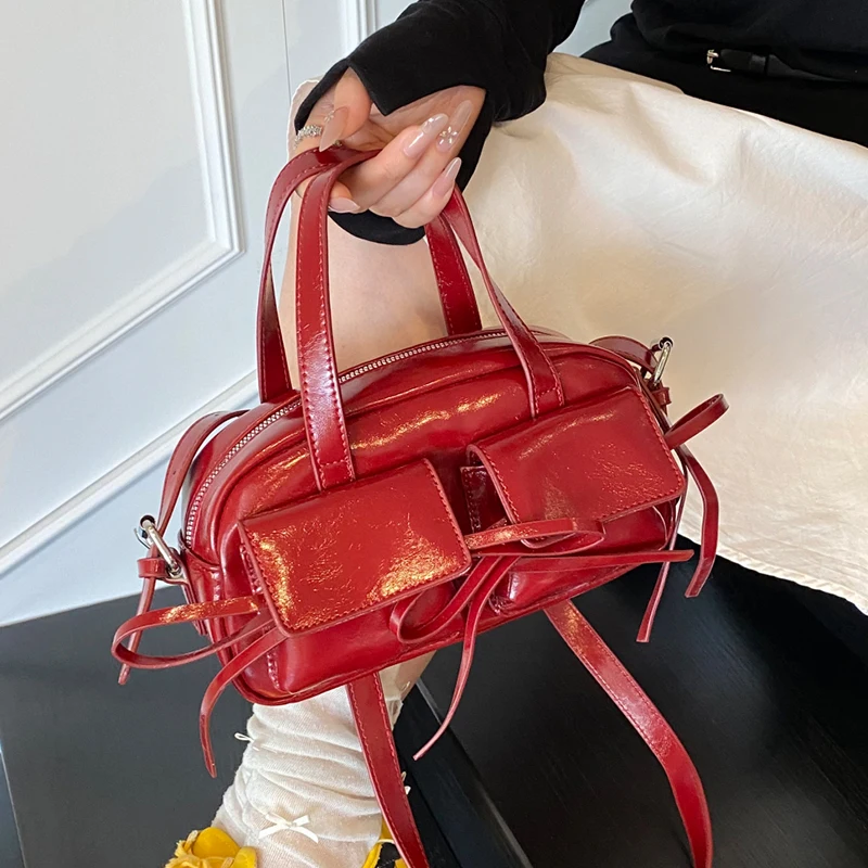 

Y2K Korean Fashion Bow Shoulder Bag Red Female Bag Pu Leather Crossbody Bag Small Handbag Tote Clutch Bag Travel Sac A Main
