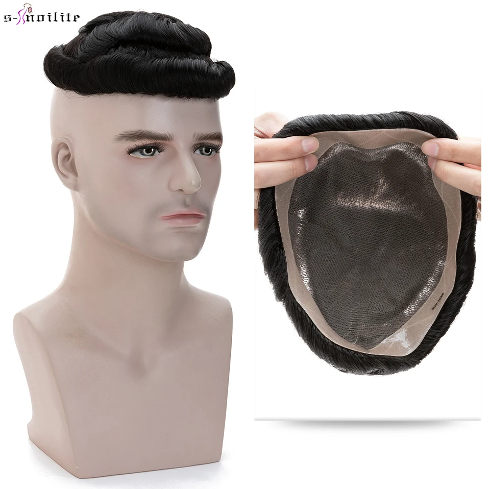 

S-noilite Men's Capillary Prothesis Toupee Men 90g Men Wigs Mono+NPU Wig Male Replacement System Hairpiece Invisible Extensions