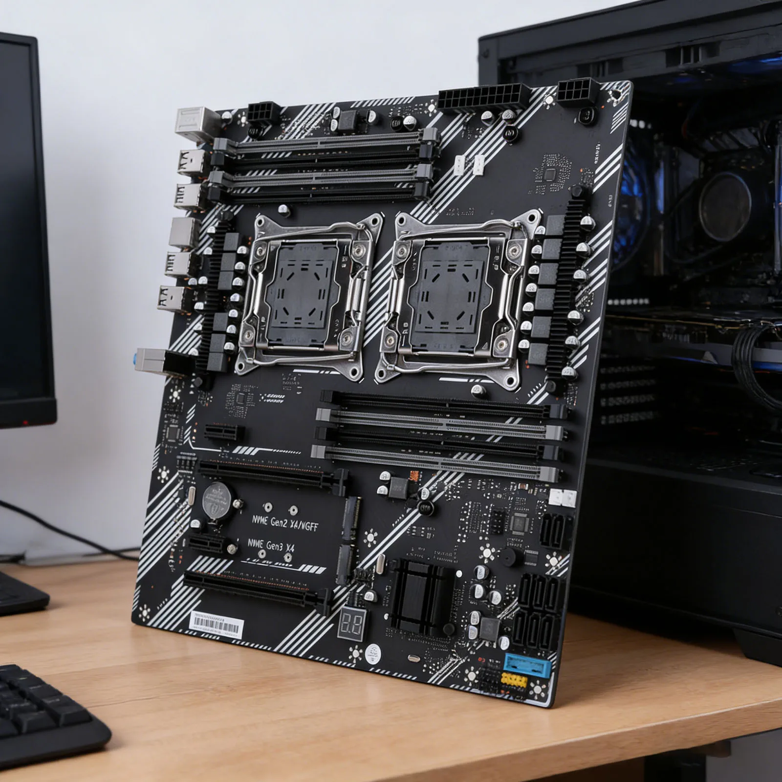 X99 Dual Desktop Motherboard 8 DDR4 Memory Slot Computer Motherboard USB 3.0 USB 2.0 M.2 NVME SATA 3.0 Interface for Components