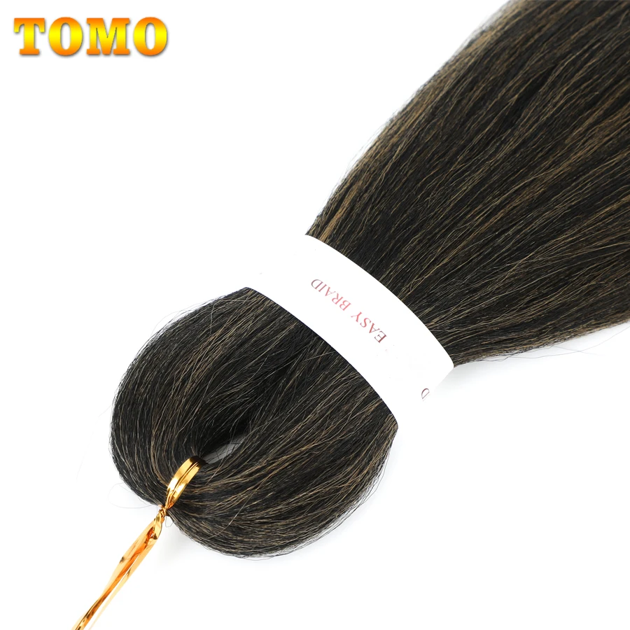 TOMO 26 Inch Pre-stretched EZ Braiding Hair Extensions Ombre Synthetic Hair Bundles Soft Yaki Straight Braids Hair