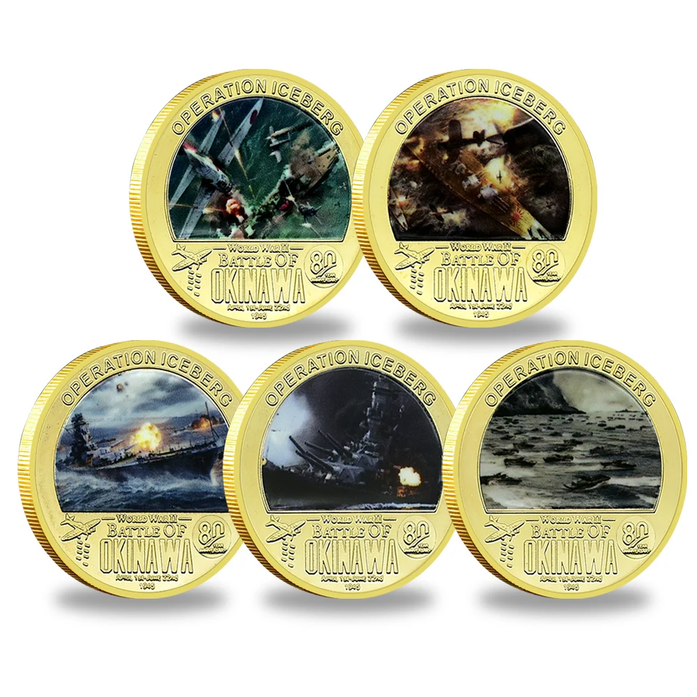 

WWII Battle of Okinawa Operation Iceberg Gold Plated Commemorative Challenge Coin Collection Gift