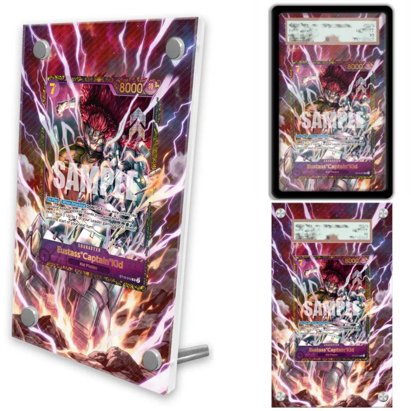 Estuche protector de acrílico para exhibición de arte de anime, juego de cartas ONE PIECE Kid Kid Starter Deck, arte de expansión de juego de anime, llavero y juguete de nivel de evaluación