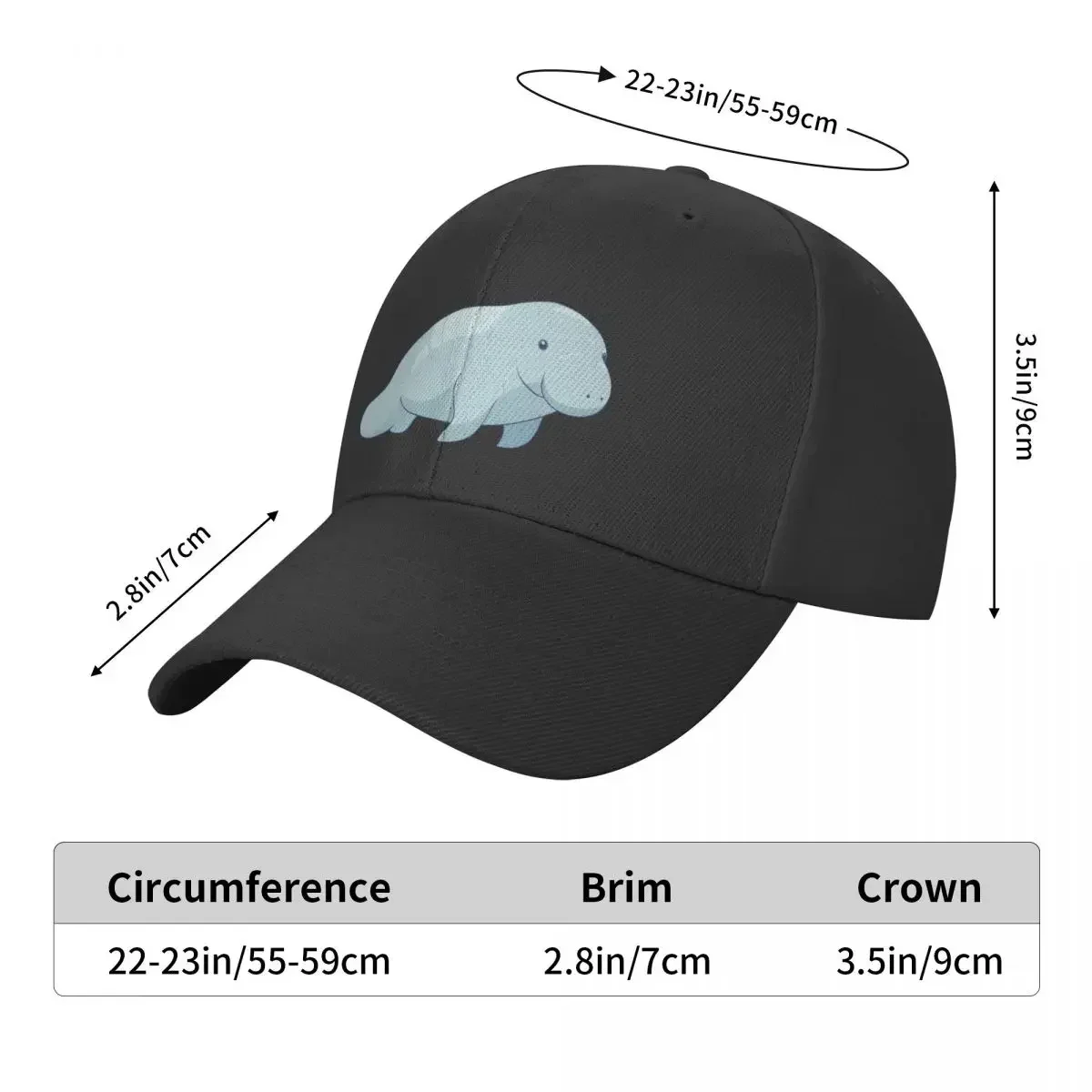 Bonito Dugong Boné de beisebol aniversário cavalheiro chapéu snapback boné tamanho grande chapéu masculino marca de luxo feminino