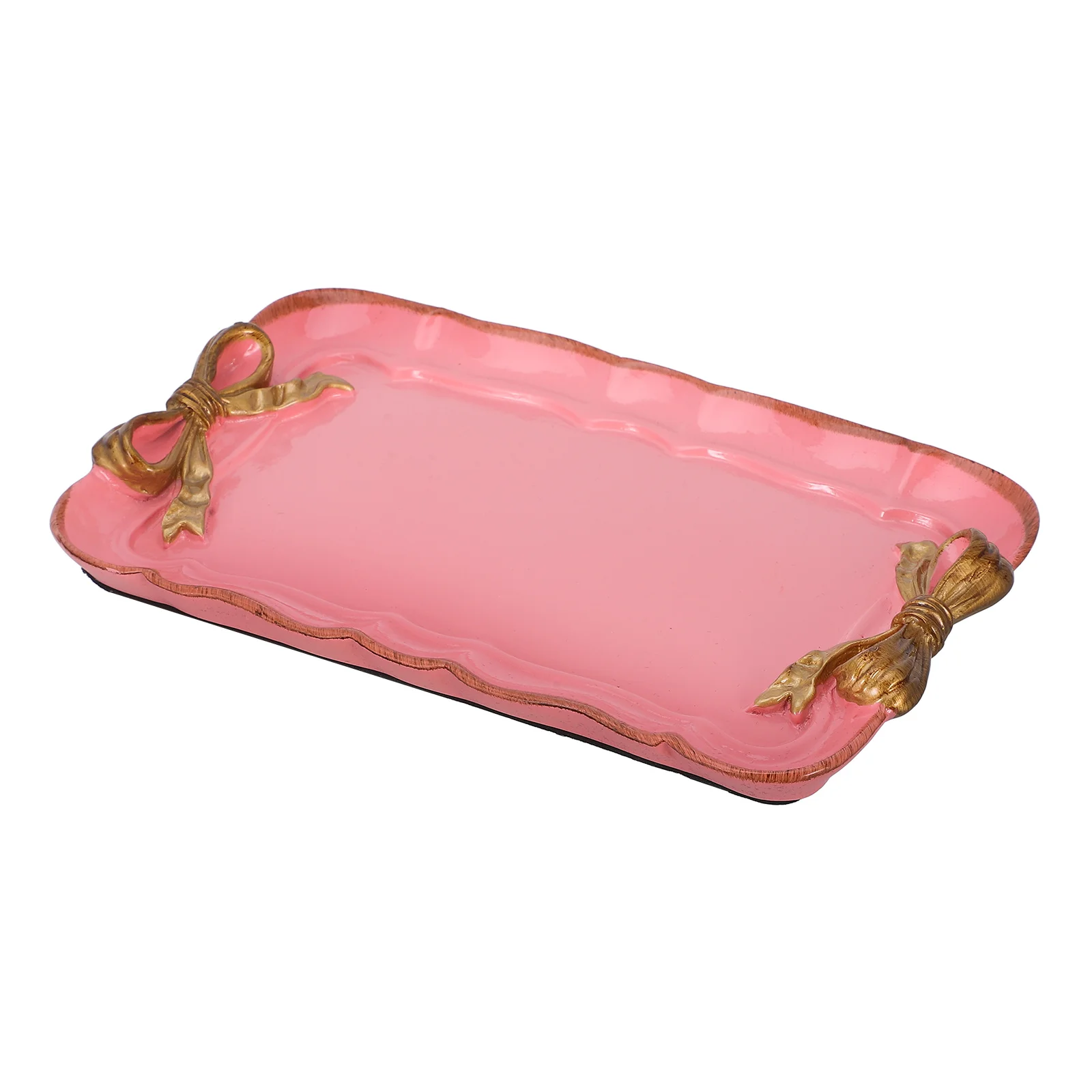 

Retro Bowknot Dessert Tray H Painted Macaron Color Resin Material Pink Plates Jewelry Storage Snack Travel Perfume Photo Props