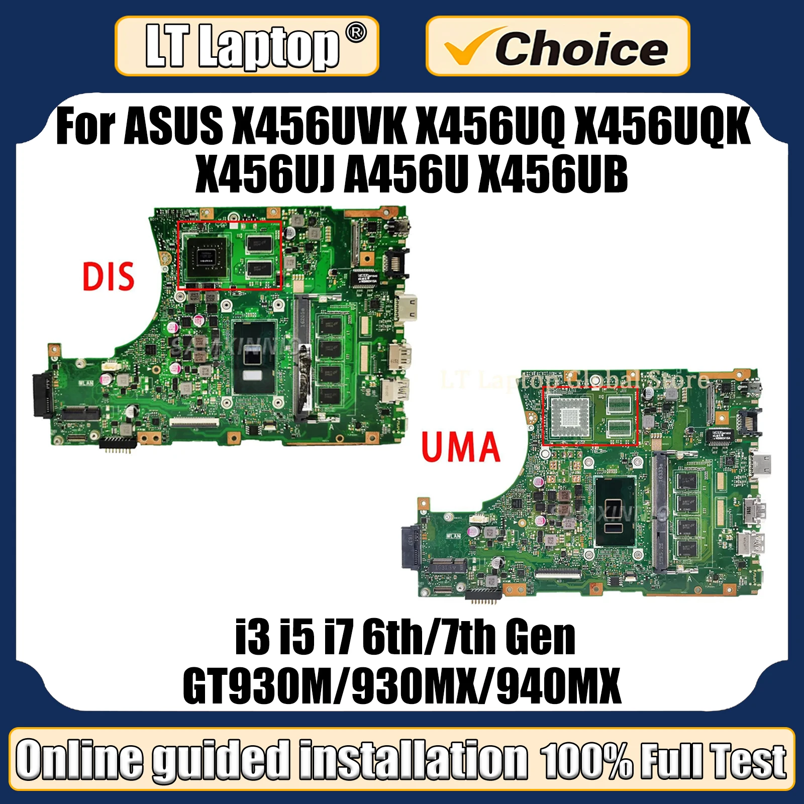 

LT Laptop Mainboard For ASUS X456UVK X456UQ X456UQK X456UJ A456U X456UB F456U X456UV X456 X456UA Motherboard I3 I5 I7 CPU DDR4