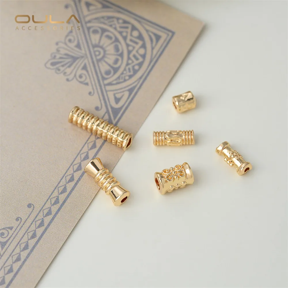 14K Gold-plated Bucket Beads, Tube Beads, Long Small Waist Beads, Hand-strung Beads, Diy Bracelet, Necklace Accessory Materials