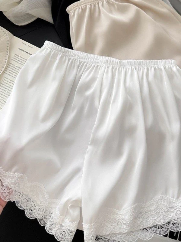 

Lace Safety Pants Women's Summer Thin Loose High Waist Straight Leg Pants Home Wear Anti-Light Walking Shorts plus Size