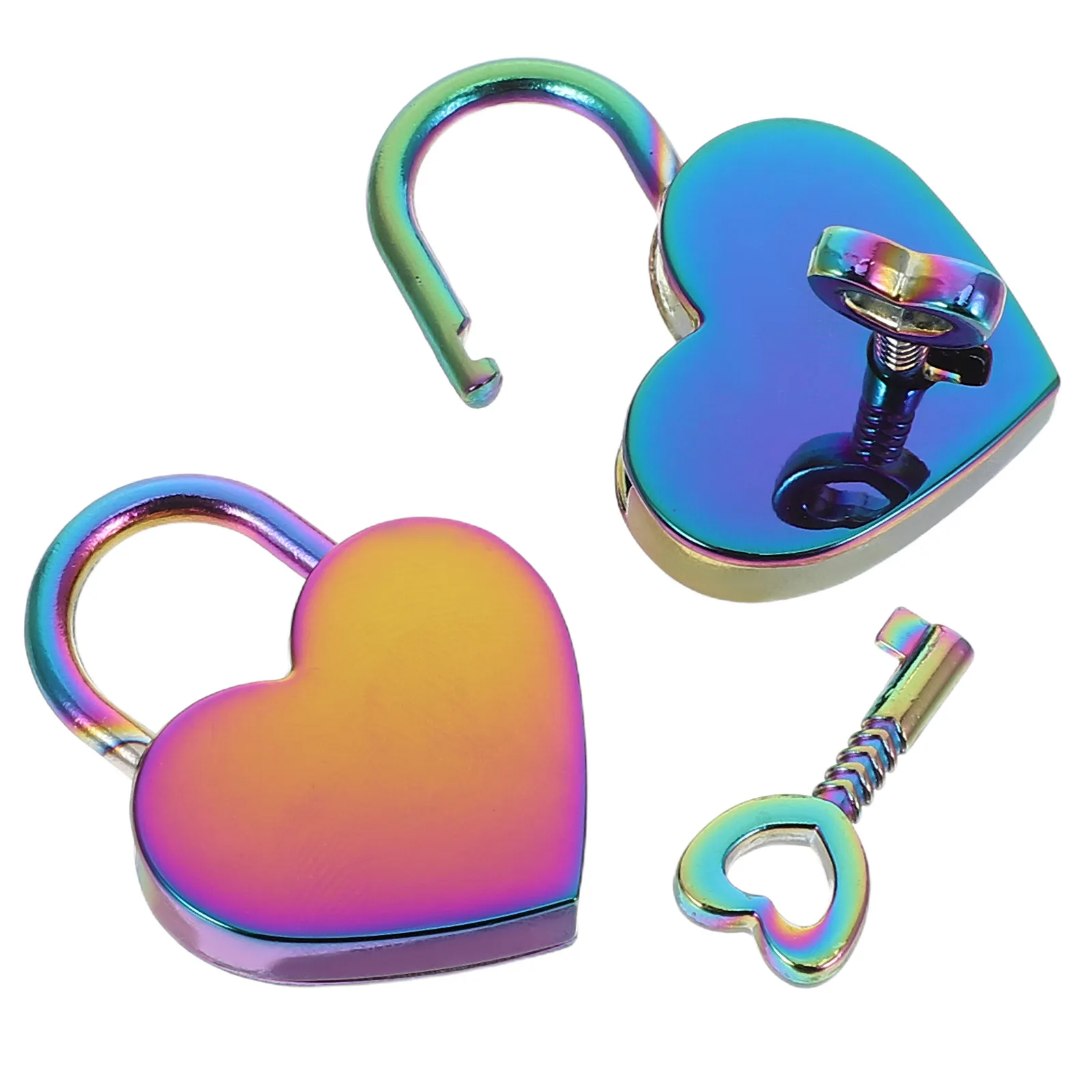 2Set Mini Heart Shaped Padlock with Key Vintage Metal Diary Book Lock Jewelry Box Cabinet Suitcase Storage Security Love Heart - view 3