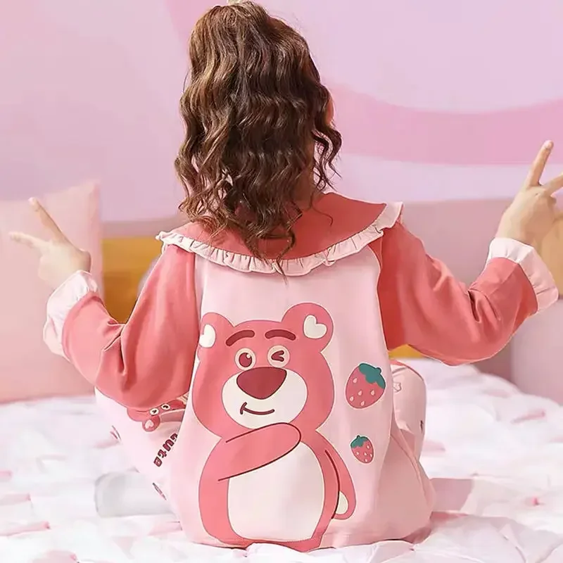 Disney Lotso Cute Spring and Autumn Card Children's Comfortable and Western-style Home Clothes Set Pajamas for Older Children