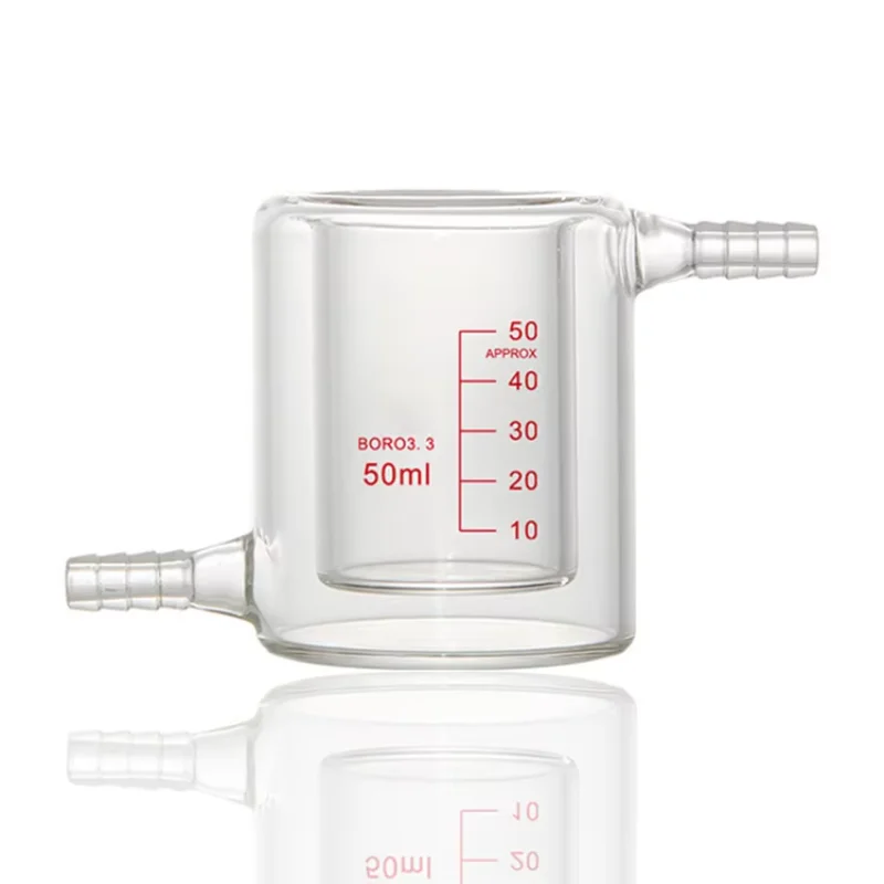 الجودة العالية 50 100 150 200 250 350 500 1000 2000 مللي مادة زجاجية سميكة من البورسليكات طبقة مزدوجة كوب مغلف