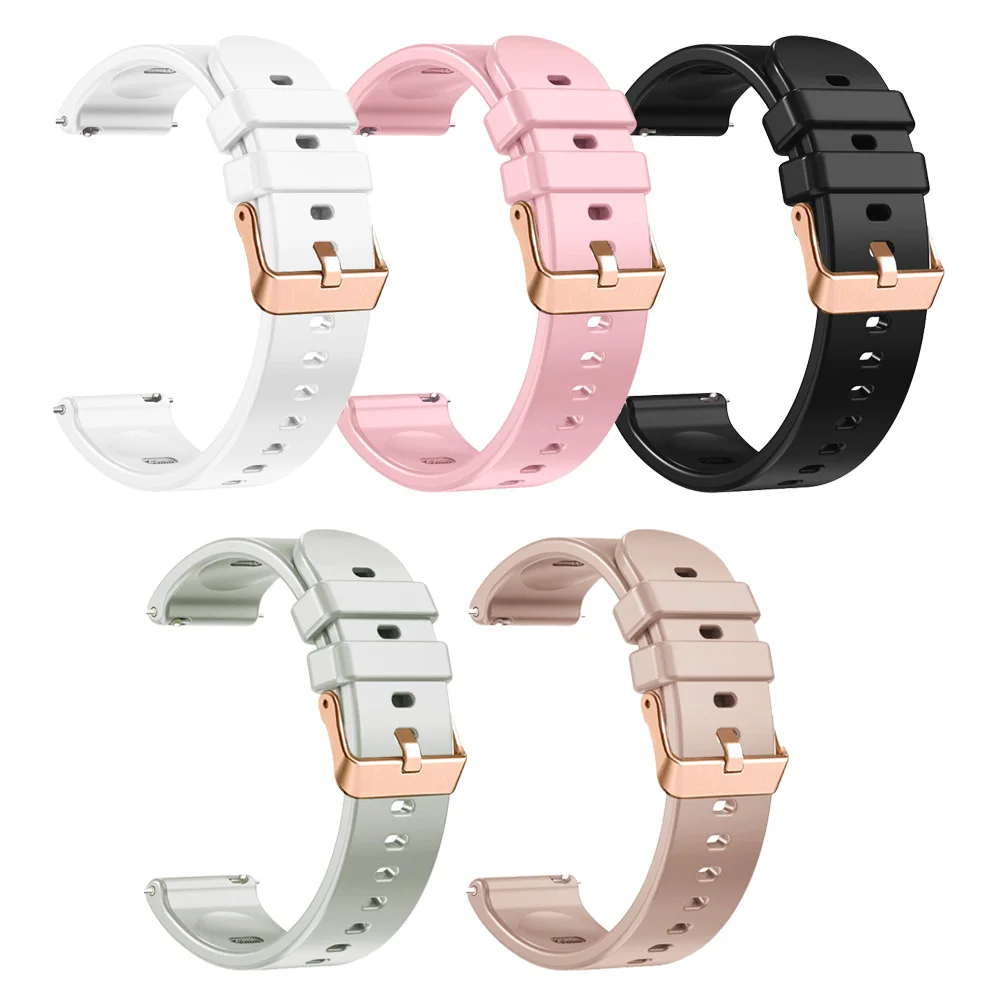 Silicone 18mm Rose Gold Buckle Strap for HUAWEI WATCH GT 5 GT4 41mm/GT5 Pro 42mm Wristbands For Garmin Venu 2S 3S Band Bracelet