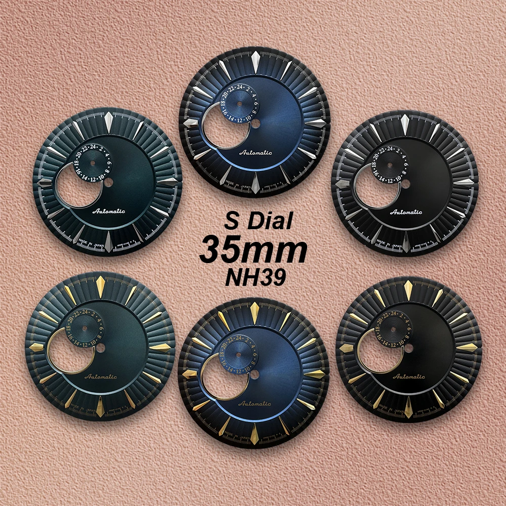 

S Logo 35mm Cocktail Dial Fit NH39 Japanese Movement High-Quality Hollow Out Watch Modification Accessories