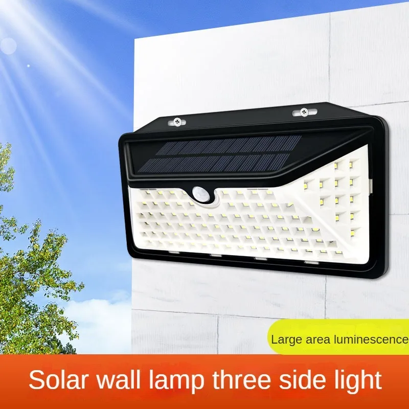 Waterproof Solar Outdoor Wall Light, Human Body Sensing LED Light, Automatic Switch, 3 Modes for Road and Terrace