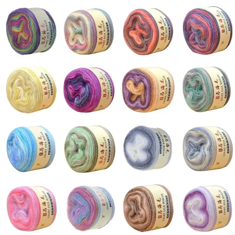 

U6XC Fibre Wool Knitting Yarn Roll of 52g 16 Colors for DIY Hand Knitting Weaving Bags Clothes DIY Crafts Ornaments