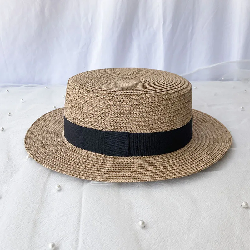 فيدورا صيفية مسطحة للرجال والنساء، قبعة شمس مضفرة من القش، قبعة حماية من الأشعة فوق البنفسجية لقضاء العطلات على الشاطئ