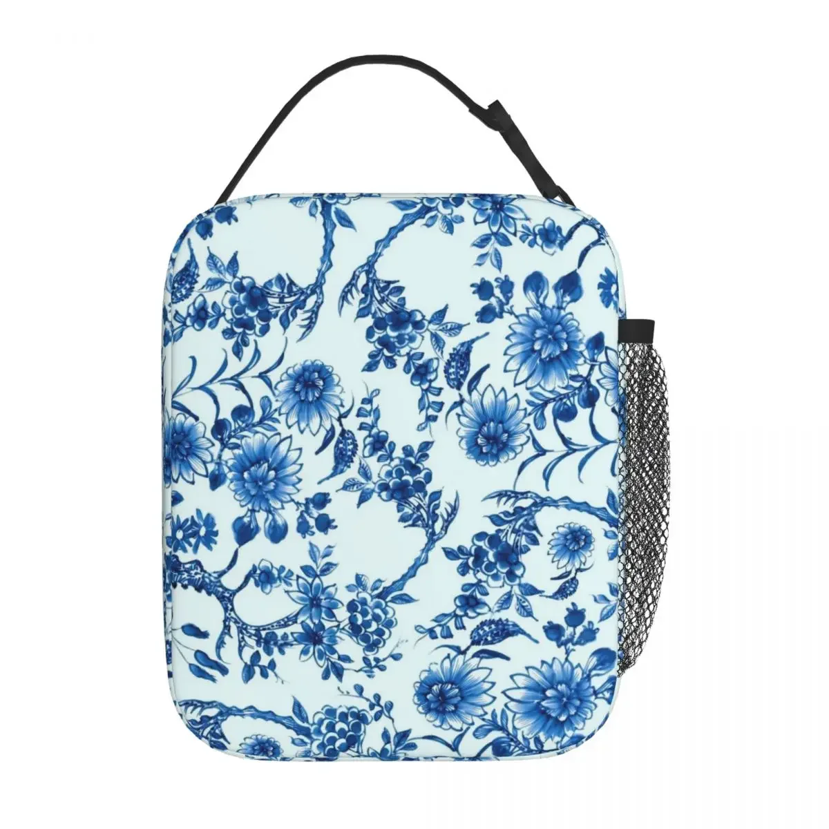 Retro Blue Flower Lunch Bag Willow Floral Print Vintage Lunch Box Unisex Picnic Portable Cooler Bag Designer Thermal Lunch Bags