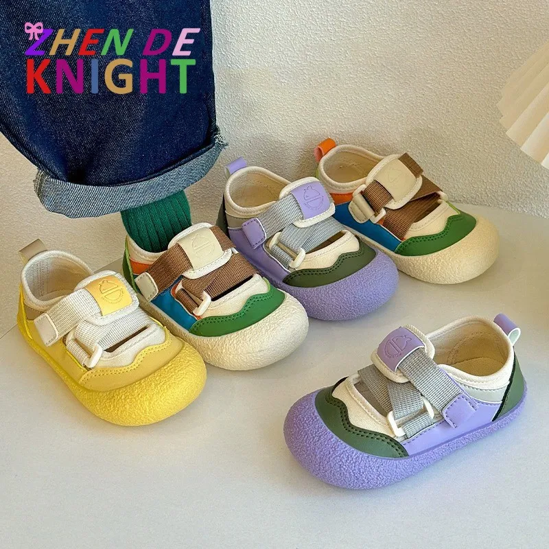 

PU Leather Spring Flat Running Shoes for Girls Kids'Casual Shoes Sneakers Anti-slip Breathable Yellow Pruple Shoes Size 21-32