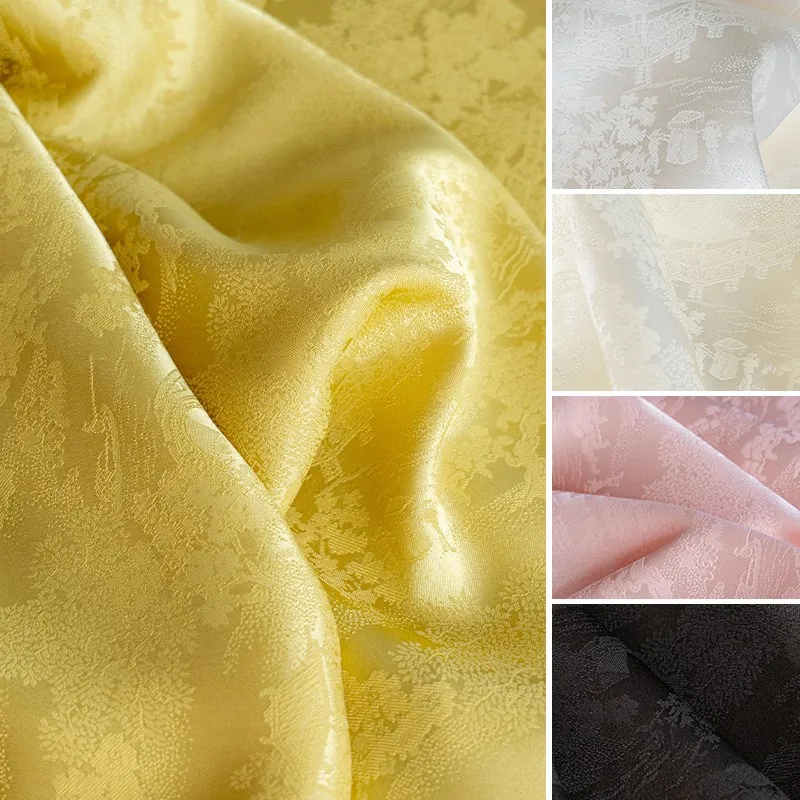 

jacquard imitation acetate fabric high-end custom ancient-style two-color cheongsam silk satin dress and pants