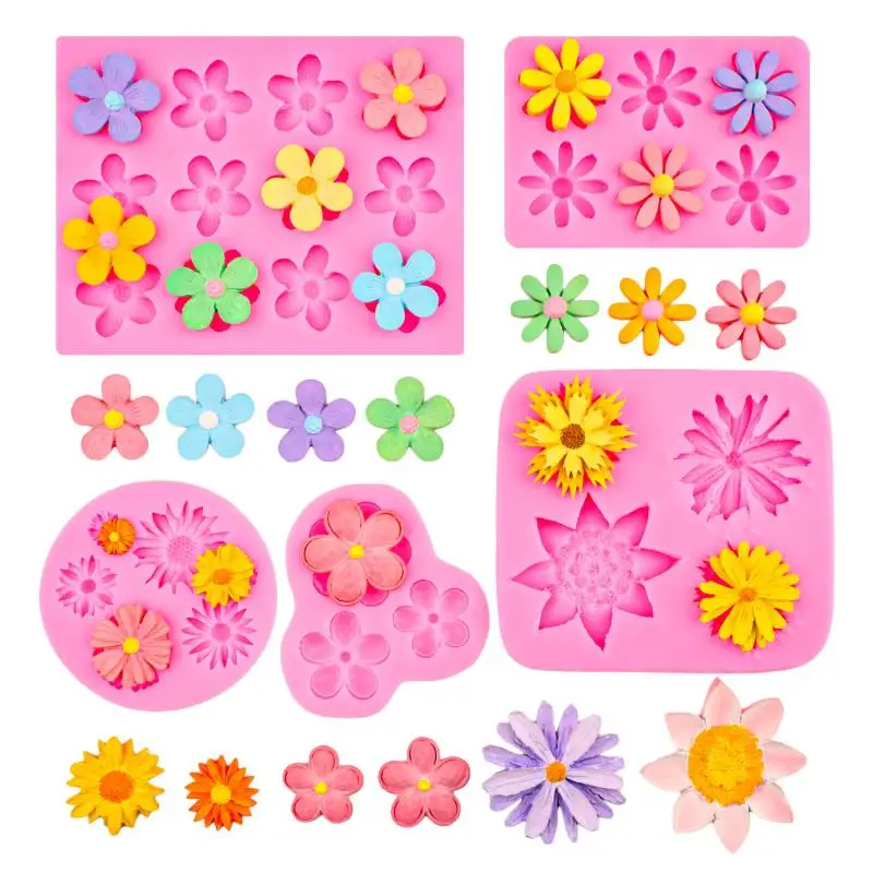 

Mini Rose Camellia Daisy Flower Silicone Sugarcraft Mold Cookie Cupcake Chocolate Baking Mold Fondant Cake Decorating Tools