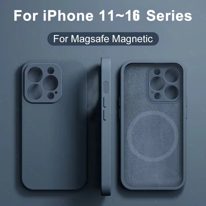 Liquid Silicone For Magsafe Magnetic Case For iPhone 16 15 14 12 11 13 Pro Max 16 Plus Wireless Char