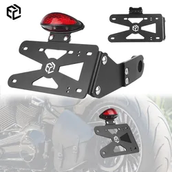 Fit Fatboy FXBR FXBB FXDR Motorcycle License Side Number Plate Holder Bracket For Harley M8 Softail Fat Boy With LED Light