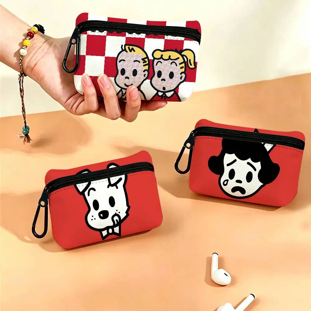 cartoon O-osamu H-harada O-osamu goods Mini Oxford Cloth Coin Purse With Carabiner Hook Portable Key Card Wallet Small